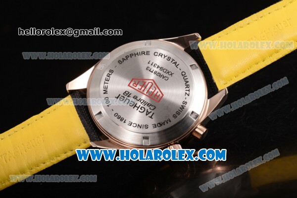 Tag Heuer Carrera Calibre 18 Chronograph Miyota Quartz Rose Gold Case with Black Dial and Stick Markers - Click Image to Close